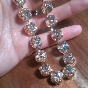 Champagne Color Glass Goldtone Tennis Necklace (20 to 22 Inches)